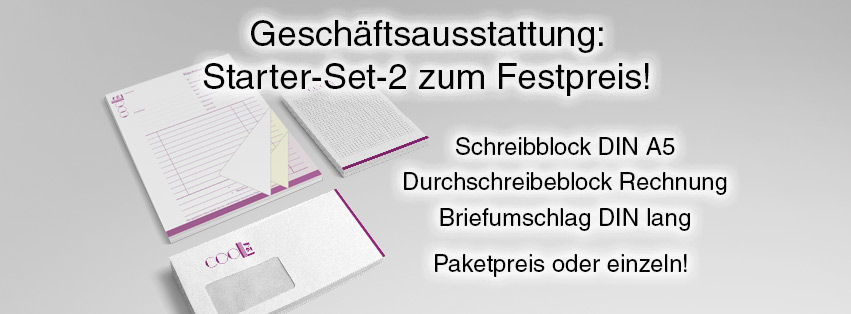 Starter-Set-2 zum Festpreis (Rechnung, Schreibblock, Briefumschlag) Starter-Set-2 zum Festpreis (Rechnung, Schreibblock, Briefumschlag)